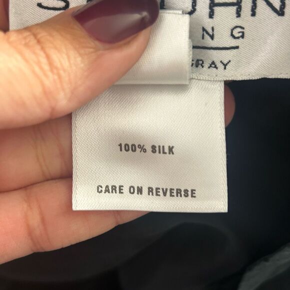 St. John Evening Black 100% Silk Bias Cut Skirt Size 6 Formal Midi Quiet Luxury - Picture 8 of 11